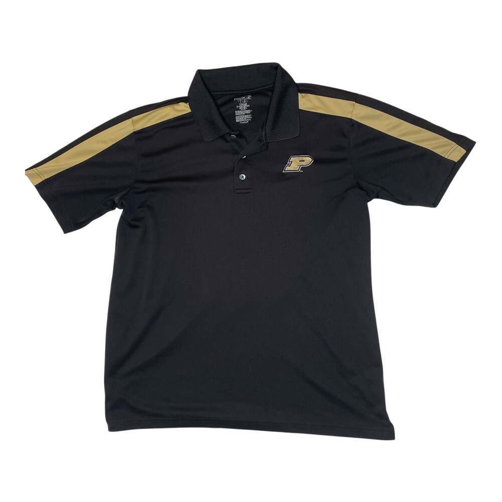 Purdue Boilermakers Polo Shirt Men’s Large Black Gold Short Sleeve NCAA